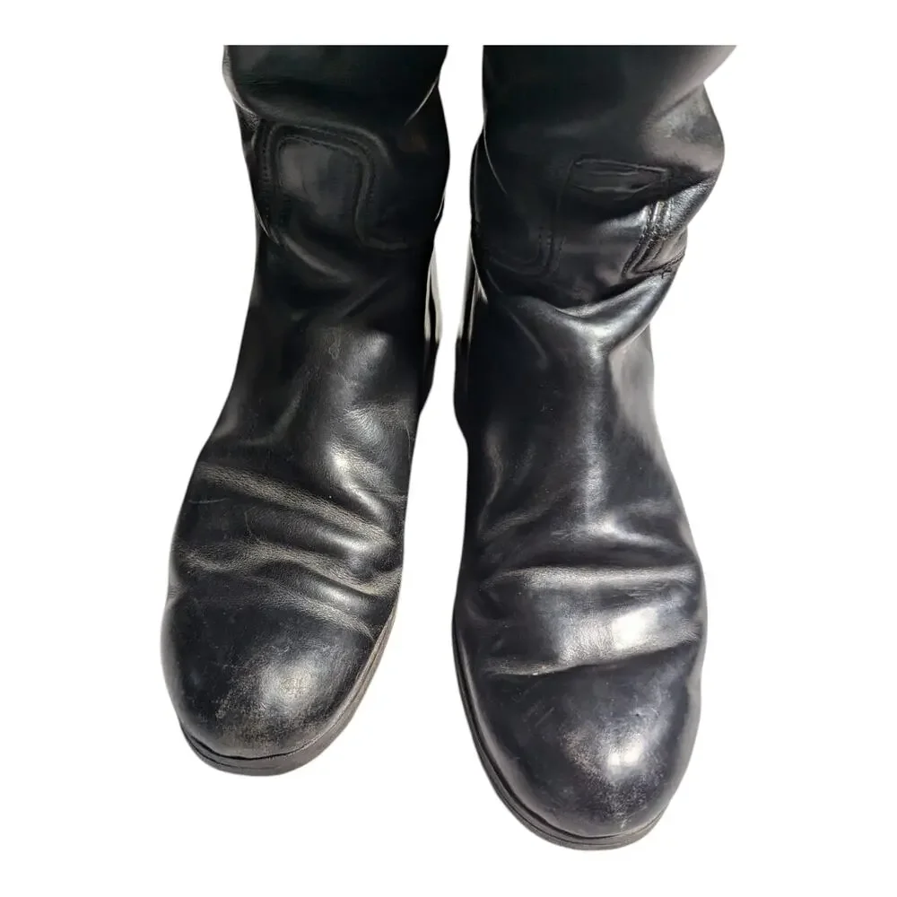 Grand Prix Black Leather Knee High Pull On Show Equestrian Riding Boots Sz 6